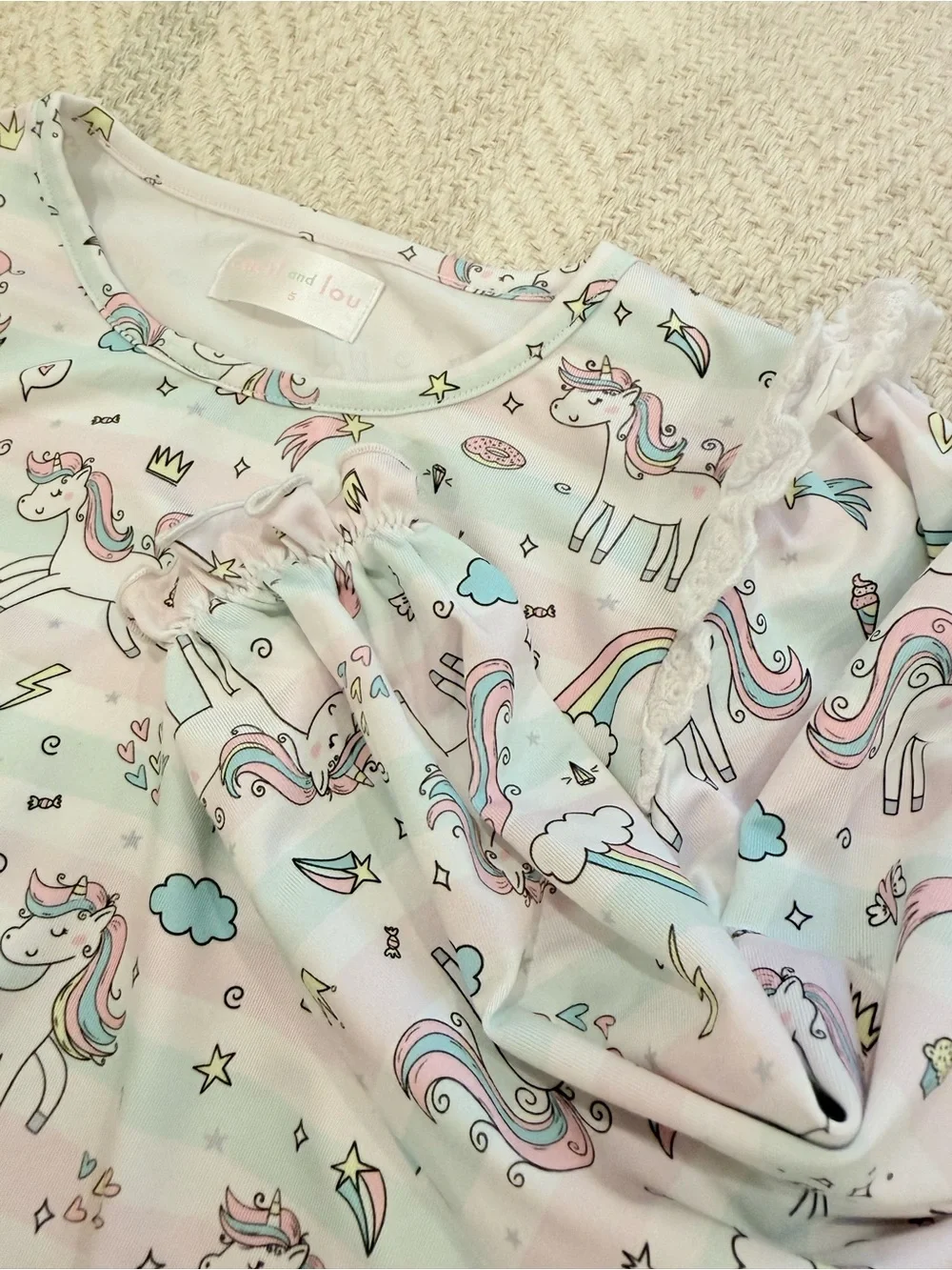 Cecil & Lou Pastel Unicorn Rainbow Knit Long Sleeve Dress - Size 5